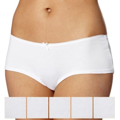Debenhams Pack of five cotton white plain shorts
